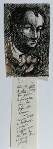 セルフポートレート（紙にインクと色のチョーク） 作： Charles Pierre Baudelaire